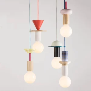 Suspension bois LED design moderne Memphis style luminaire intérieur éclairage créatif salle à manger salon chaleureux économique Suspension bois LED design moderne Memphis style luminaire intérieur éclairage créatif salle à manger salon chaleureux économique