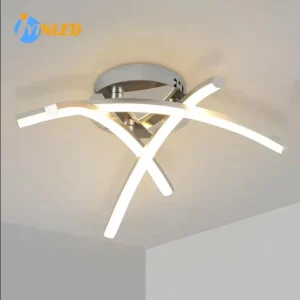 Plafonnier LED métal design moderne vague croisée 3 branches lumière douce salon chambre salle à manger couloir éclairage créatif économie d’énergie Plafonnier LED métal design moderne vague croisée 3 branches lumière douce salon chambre salle à manger couloir éclairage créatif économie d’énergie