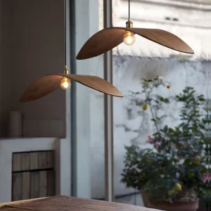 Lampe suspendue bois naturel design scandinave moderne éclairage chaleureux salon cuisine salle à manger chambre