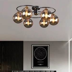 Plafonnier LED verre fumé métal noir design industriel moderne salon salle à manger chambre éclairage uniforme économique élégant Plafonnier LED verre fumé métal noir design industriel moderne salon salle à manger chambre éclairage uniforme économique élégant