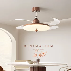 Plafonnier bois ventilateur intégré design contemporain style scandinave modern minimaliste éclairage chaleureux salon chambre cuisine bureau