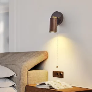 Applique murale rétro vintage en bois design scandinave lumière LED chambre salon éclairage chaleureux économie d’énergie élégant