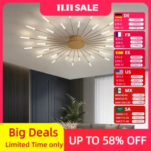Plafonnier LED métal doré verre acrylique design moderne art déco salon chambre éclairage élégant économie d’énergie Plafonnier LED métal doré verre acrylique design moderne art déco salon chambre éclairage élégant économie d’énergie