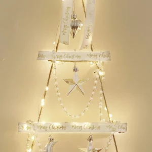 Suspension lumineuse en bois et métal décoration murale d’arbre de Noël en échelle lumière LED pour salon entrée cuisine décoration festive élégante Suspension lumineuse en bois et métal décoration murale d’arbre de Noël en échelle lumière LED pour salon entrée cuisine décoration festive élégante