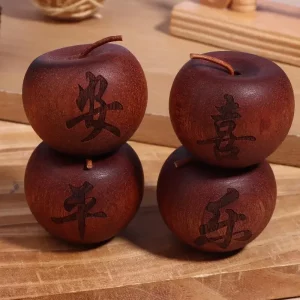 Objets décoratifs bois sculpté pommes gravées style asiatique décoration intérieure élégance naturelle culturelle salle salon bureau cadeau ornement
