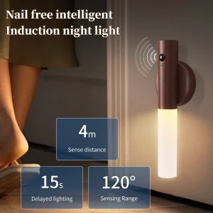 Applique murale LED bois naturel design moderne minimaliste avec capteur de mouvement éclairage intelligent pour chambre couloir escalier économique Applique murale LED bois naturel design moderne minimaliste avec capteur de mouvement éclairage intelligent pour chambre couloir escalier économique