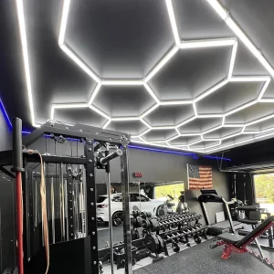 Plafonnier LED hexagonal moderne design nordique lumière uniforme pour salon bureau atelier éclairage économique haute performance