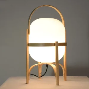 Lampe de table bois naturel style nordique design scandinave lumière chaleureuse éclairage moderne salon chambre bureau décor
