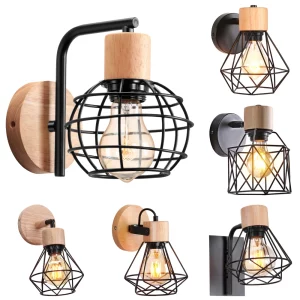 Applique murale bois naturel design industriel scandinave éclairage LED moderne chambre salon éclairage intérieur économique élégant