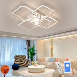 Plafonnier LED moderne design minimaliste avec télécommande  pour salon  chambre  3 à 6 têtes  finition blanche  éclairage ajustable  économique et élégant
