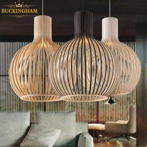 Plafonnier LED bois naturel design nordique moderne éclairage chaleureux économique élégant