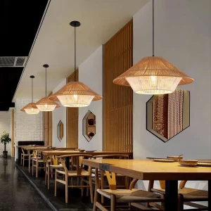 Suspension en bambou design scandinave luminaire naturel éclairage chaleureux pour salon salle à manger chambre à coucher décoration moderne économique