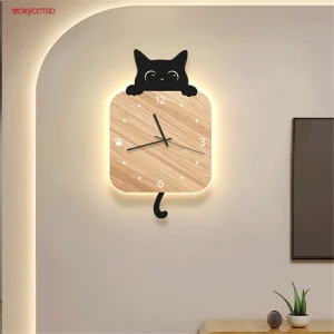 Lampe Murale Minimaliste en Bois Naturel Forme Chat Horloge Acrylique Éclairage Doux Chambre Salon Bureau Décoration Maison Économique Élégant Design Art déco Lampe Murale Minimaliste en Bois Naturel Forme Chat Horloge Acrylique Éclairage Doux Chambre Salon Bureau Décoration Maison Économique Élégant Design Art déco