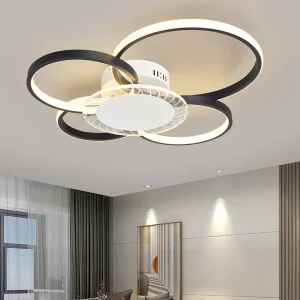 Plafonnier moderne LED design nordique ventilateur intégré éclairage variable chambre salon noir métal élégance ventilation fonctionnalité