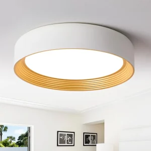 Plafonnier LED design nordique moderne  blanc extérieur doré intérieur  éclairage chaleureux  salon chambre salle à manger  économie d’énergie  style scandinave
