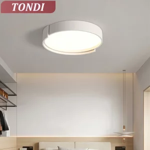 Plafonnier moderne LED design épuré lumière diffuse chaleureuse salon chambre bureau éclairage intérieur contemporain金属材质铝制白色圆形灯具