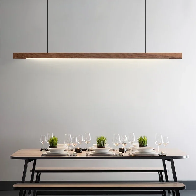 Suspension en bois LED design scandinave moderne luminaire éclairage cuisine salle à manger bureau chaleureux économique élégant