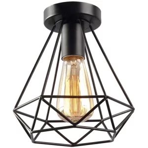 Plafonnier métal noir design industriel vintage Cage Abajur éclairage salon chambre cuisine salle à manger lumière chaude économique élégant Plafonnier métal noir design industriel vintage Cage Abajur éclairage salon chambre cuisine salle à manger lumière chaude économique élégant