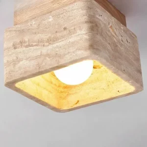 Plafonnier bois naturel minimaliste design rustique épuré chambre couloir hall éclairage doux lumière chaleureuse décoration intérieure