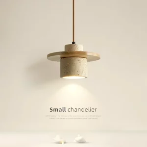 Suspension LED bois naturel pierre travertin design minimaliste moderne salon chambre bar éclairage chaleureux économique élégant
