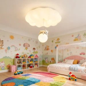 Plafonnier moderne design nuage ours peluche chambre enfant éclairage doux lumière LED cosy decoration intérieure