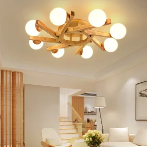 Plafonnier en bois LED design nordique moderne luminaire intérieur éclairage chaleureux chambre salon économies d’énergie élégance naturelle Plafonnier en bois LED design nordique moderne luminaire intérieur éclairage chaleureux chambre salon économies d’énergie élégance naturelle