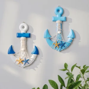 Décoration murale nautique en bois ancres style méditerranéen  33cm  thème plage  bricolage  artisanat suspendu  intérieur maritime élégant