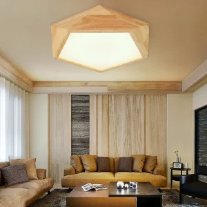 Plafonnier LED bois naturel design scandinave nordique moderne éclairage chaleureux économique élégant salon chambre