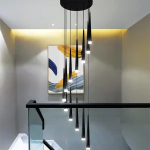 Suspension LED moderne en métal design épuré pour escalier entrée salon éclairage élégant certification CCC EAC ROHS Suspension LED moderne en métal design épuré pour escalier entrée salon éclairage élégant certification CCC EAC ROHS