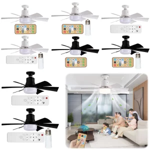 Plafonnier ventilateur bois naturel design moderne nordique LED éclairage chaleureux chambre salon télécommande ventilation