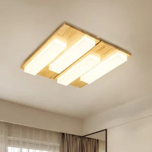 Plafonnier LED bois naturel design moderne minimaliste éclairage salon chambre bureau lumière chaleureuse économie d’énergie esthétique