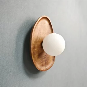 Applique Murale en Bois Naturel Design Scandinave Éclairage Chaleureux pour Chambre Salon Couloir Économique Élégant
