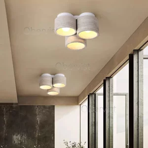 Plafonnier en marbre naturel design minimaliste moderne lumière chaleureuse chambre couloir escaliers salle à manger éclairage intérieur élégant économies d’énergie