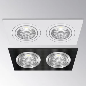 Plafonnier LED carré encastrable technologie COB  éclairage d’Nik  luminaire de plafond à 2 têtes  lumière à intensité réglable  disponible en noir  blanc et argent  14/18/24/30W  85/265V