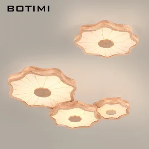 Plafonnier bois naturel design moderne style organique lumière chaleureuse éclairage décoratif salon chambre installation facile entretien simple