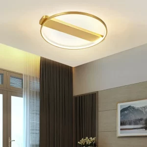 Plafonnier moderne en métal doré design minimaliste pour chambre salon éclairage élégant et doux