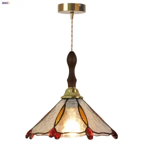 Suspension bois verre Tiffany design vintage LED éclairage chaleureux salle à manger salon loft Industriel effet vitrail Suspension bois verre Tiffany design vintage LED éclairage chaleureux salle à manger salon loft Industriel effet vitrail