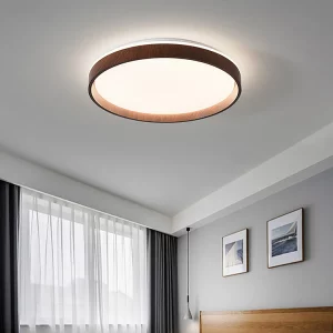 Plafonnier LED bois naturel design scandinave nordique moderne éclairage chaleureux économique élégant chambre salon