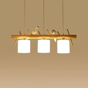 Suspension bois naturel design scandinave oiseaux verre lumière douce salle à manger cuisine moderne élégance intemporelle Suspension bois naturel design scandinave oiseaux verre lumière douce salle à manger cuisine moderne élégance intemporelle