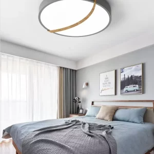 Plafonnier LED bois naturel design moderne minimalist style épuré lumière chaleureuse économique élégance intérieure chambre salon bureau