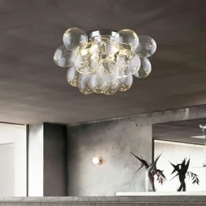 Plafonnier verre moderne design artistique lumière suspendue salle à manger salon éclairage intérieur style nordique verre transparent métal chromé lumière chaleureuse économie d’énergie Plafonnier verre moderne design artistique lumière suspendue salle à manger salon éclairage intérieur style nordique verre transparent métal chromé lumière chaleureuse économie d’énergie