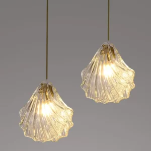 Suspension lumineuse cristal verre moderne design artistique style coquille chambre salon éclairage élégant lumière douce Suspension lumineuse cristal verre moderne design artistique style coquille chambre salon éclairage élégant lumière douce