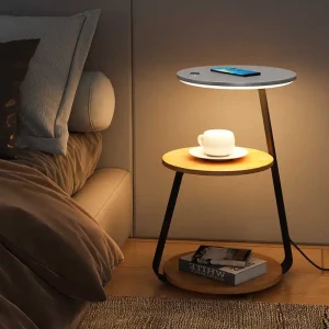Table-lampe bois LED design moderne étagère rangement éclairage chaleureux chambre salon décoration intérieure économique élégant Table-lampe bois LED design moderne étagère rangement éclairage chaleureux chambre salon décoration intérieure économique élégant