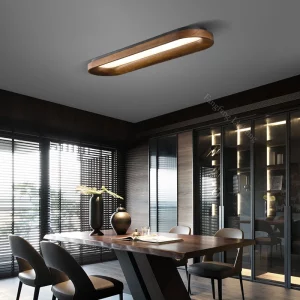 Plafonnier LED en bois naturel design moderne minimaliste éclairage intérieur chaleureux salle à manger salon bureau économie d’énergie élégance durable