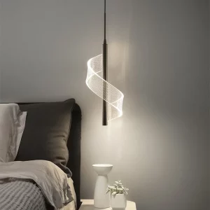Suspension LED design moderne minimaliste avec spirale lumineuse aluminium salon chambre éclairage ambiant élégant économie d’énergie