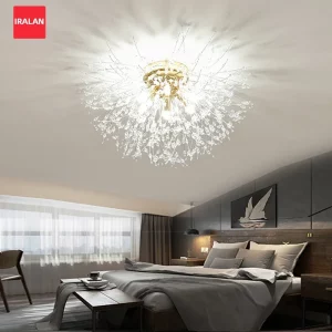 Plafonnier cristal feu d’artifice lumière LED doré design nordique moderne salon chambre salle à manger éclairage élégant scandinave