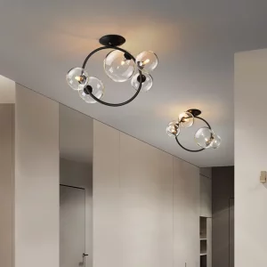 Plafonnier LED design moderne minimaliste style industriel chrome verre transparent éclairage salon cuisine chaleureux économique élégant Plafonnier LED design moderne minimaliste style industriel chrome verre transparent éclairage salon cuisine chaleureux économique élégant