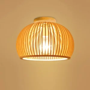 Plafonnier bois naturel design nordique scandinave moderne Cage à oiseaux lumière chaleureuse intérieure décoration salon chambre cosy
