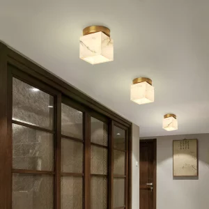 Plafonnier LED design nordique en marbre et métal doré  éclairage moderne et élégant pour salon  chambre  bar ou foyer