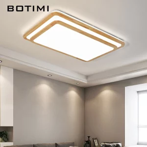 Plafonnier bois naturel design scandinave moderne éclairage LED lumière douce chambre salon fixation discrète